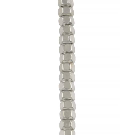 Rhodium Faceted Metal Cube Beads, 6mm by Bead Landing&#x2122;